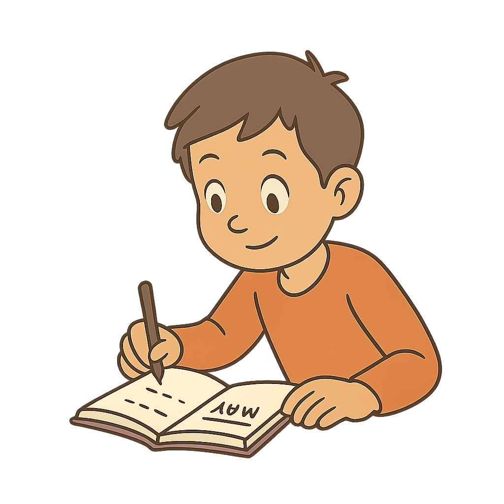 Boy writing in a notebook